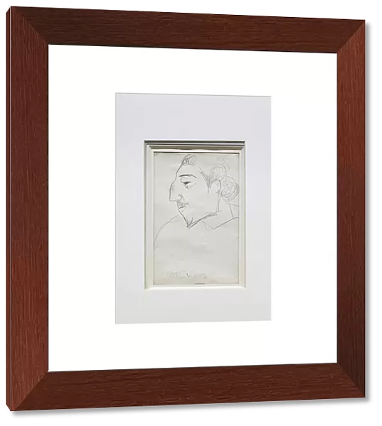 The artist's profile, Paul Gauguin, pencil drawing, Jahan Nama museum and gallery, Niavaran palace complex, Tehran, Iran