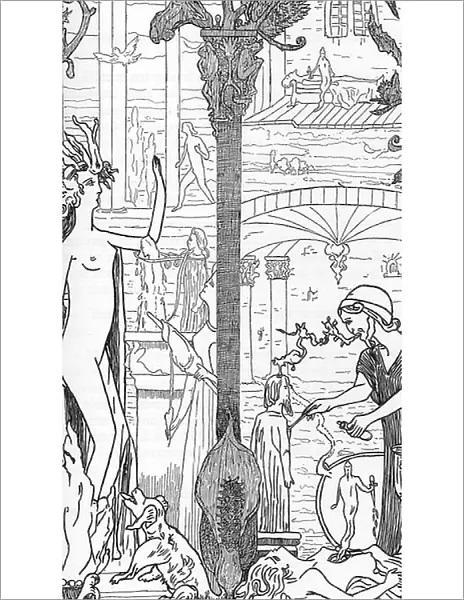Bewitchment of love (left) and hate (right) Drawing by Henry de Malvost from 'Satanism and Magic' by Jules Bois 1895 Private Collection