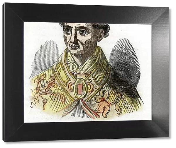 Portrait of Pope Saint Calixte II (Gui of Burgundy, in Italian Guido dei Conti di Borgogna, Callisto II, 1119-1124) Drawing from 'Misteri del Vaticano' by Franco Mistrali, 1866