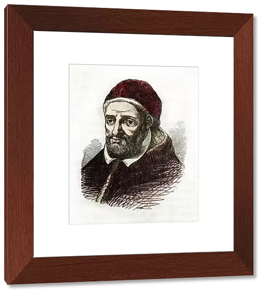 Representation of Pope Clement VIII (Clemente or Clemens) (1592-1605) Drawing from ' Misteri del Vaticano' by Franco Mistrali