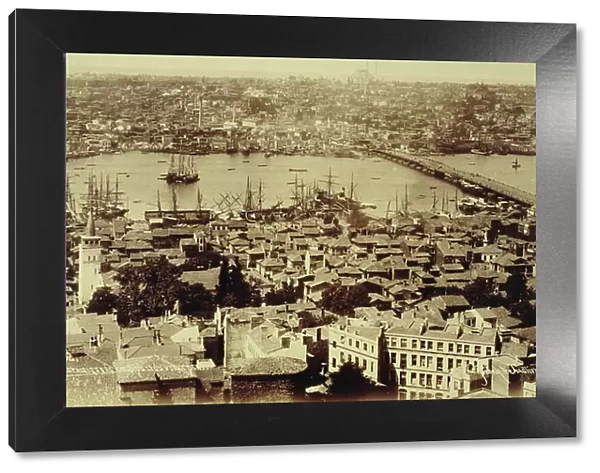 Panorama overlooking Istanbul and the Bosphorus, c. 1890 (b / w photo)