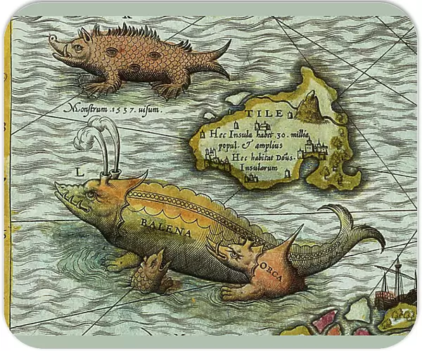 Detail of A Map of the Sea (Carta marina) by Olaus Magnus (1490-1557), 1572 (engraving)