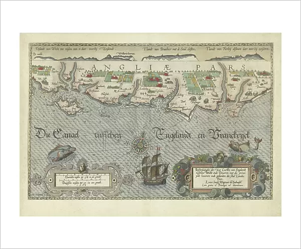 Map of the South England coast between the Isle of Wight and Dover, 1580-83 (engraving)