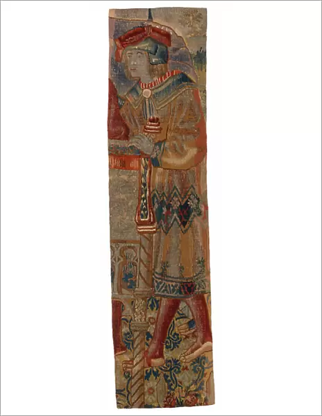 Narrow strip of tapestry depicting the figure of a youth, early 16th century (wool)