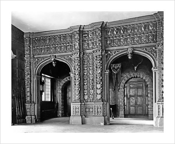 The Jacobean stone screen in the hall, Bramshill, Hampshire, from The English Country House (b / w photo)