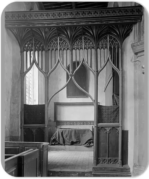 Parclose screen, St Mary's Church, Worstead, Norfolk (b / w photo)