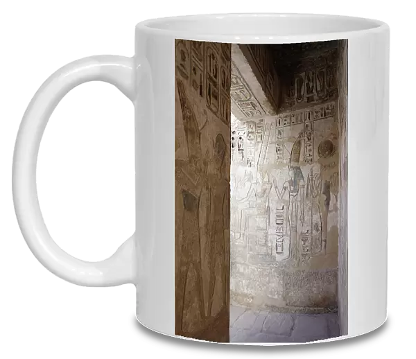 Wall Decor, a Pharaoh and His Wife, Horus Temple, Edfu