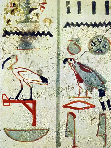 Egyptian hieroglyphs from a tomb wall painting