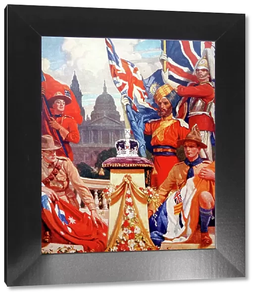 Front cover of The Illustrated London News Silver Jubilee Celebrations Number, 11th May 1935 (colour litho)