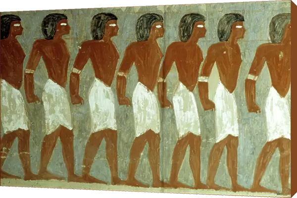 Ancient Egypt, Wall painting, Bound captives, Painting incomplete, Horemheb Tomb, 18th dynasty, Saqqara (photo)