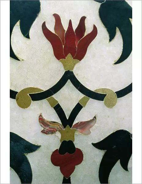 Lotus flowers, detail from an exterior wall, 1643 (marble and pietra dura)