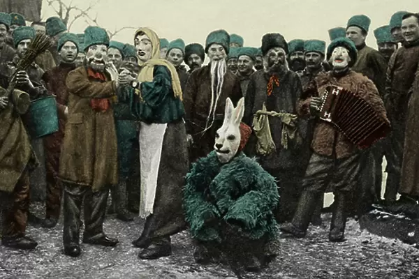Russian Soldiers Masquerade Party during World War 1