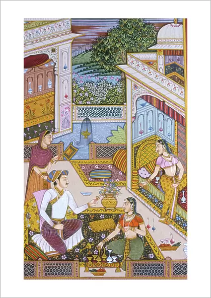 Mughal Miniature Painting on Paper Royal King Enjoying Drink