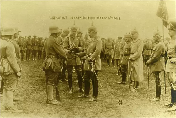 World War 1: Kaiser Wilhelm II distributing decorations