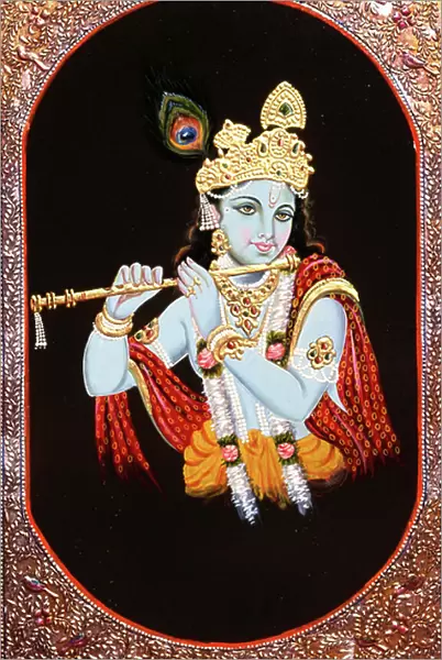 Painting of God Krishna, India