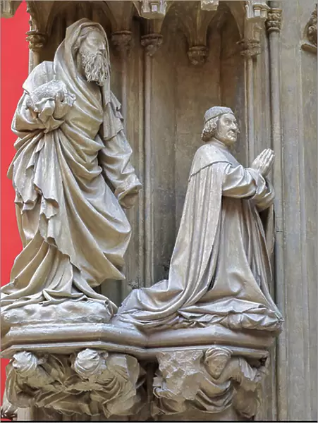 Statue of Philip III of France with saint John the baptist, 14th century (sculpture)