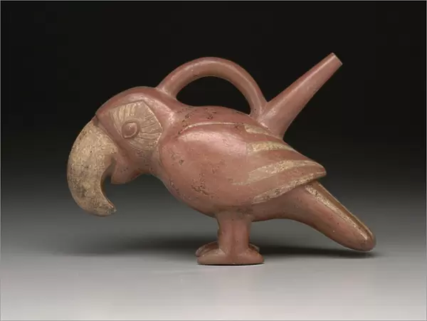 Spouted Vessel with Tubular Handle: Macaw Effigy, 300-100 BC (ceramic)