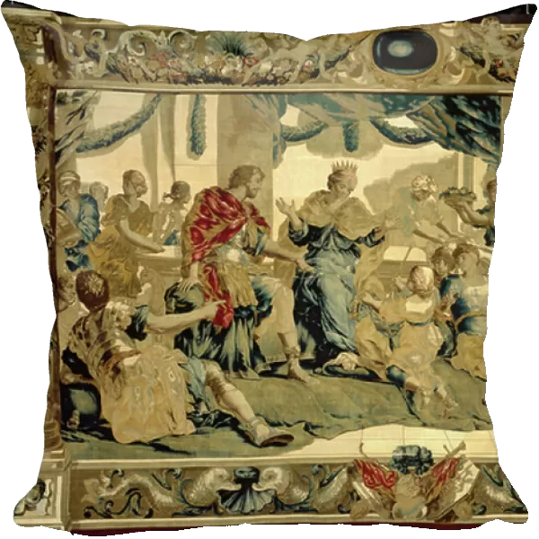 Cupid disguised as Aeneas's son, presents gifts to Dido, 1679 (tapestry weave: silk and wool)