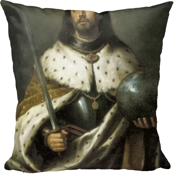 Ferdinand III, Saint Ferdinand of Castile (1201-1252). King of Castile (1217-1252) and Leon (1230-1252). Saint Ferdinand. MURILLO, Bartolome Esteban (1617-1682). Baroque art. Oil on canvas. SPAIN. ANDALUSIA. Sevilla