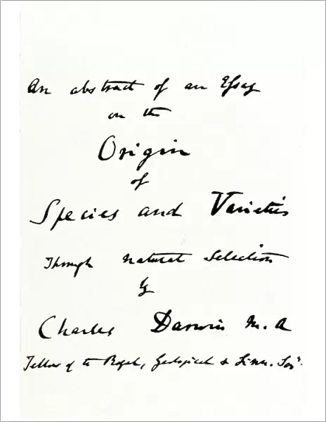 Title page of 'Origins of species' by Charles Darwin, 1859 (manuscript)