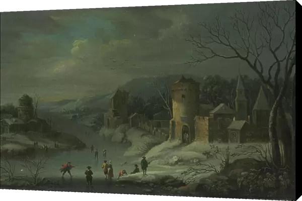 Winter Landscape, c. 1680-1718 (oil on copper, mounted on wood)