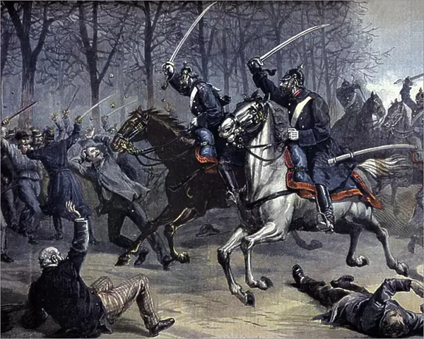 Demonstration and charge of the cavalry in Germany, 1892 (illustration)