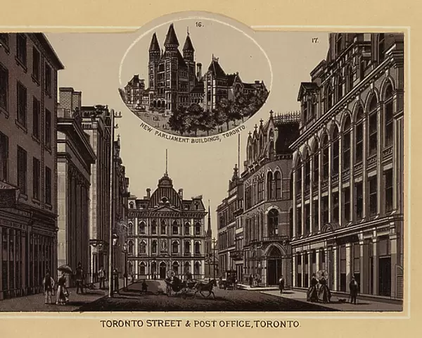 Canada: Toronto Street and Post Office, Toronto (litho)