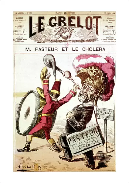 cartoon 'Louis Pasteur and the cholera', published in French newspaper july 13, 1884