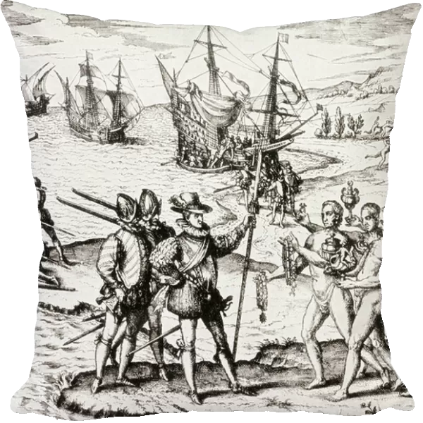 The First Landing of Columbus on San Salvador Island, West Indies, from The Great Explorers Columbus and Vasco Da Gama, after a print in De Bry's Voyages, 1601