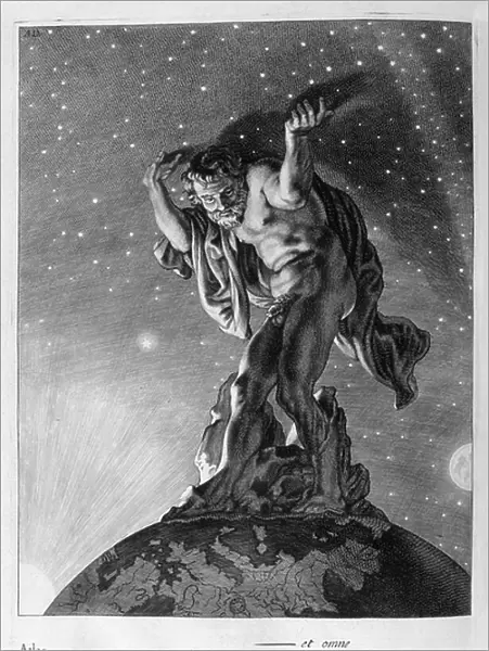 Atlas supporting the sky, 17th century (engraving)