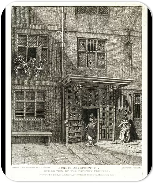 Inside view of the Poultry Count, 1811, a London prison in Cheapside operated from medieval times to 1815. This particular building was built soon after the great Fire of London, 1666