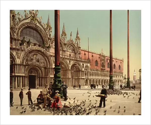 Pigeons in St. Mark's Place, Venice, Italy, c.1890-c.1900
