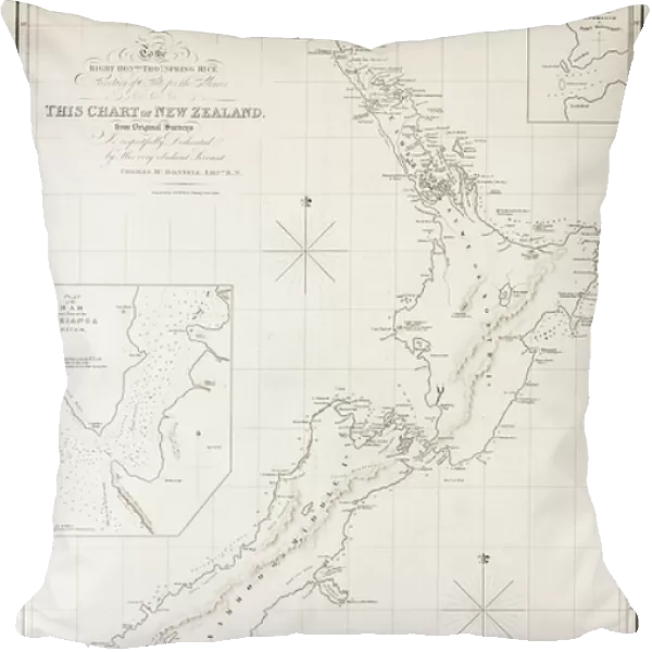 Secretary of State for the Colonies &c. &c. &c. this chart of New Zealand from original surveys is respectfully dedicated by his very obedient servant, Thomas Mc.Donnell, Lieut. R.N. 1834 (engraving)