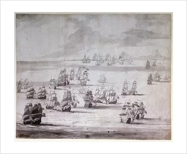 The Battle of Cape Passaro, 11 August 1718, c.1720 (pen, ink)