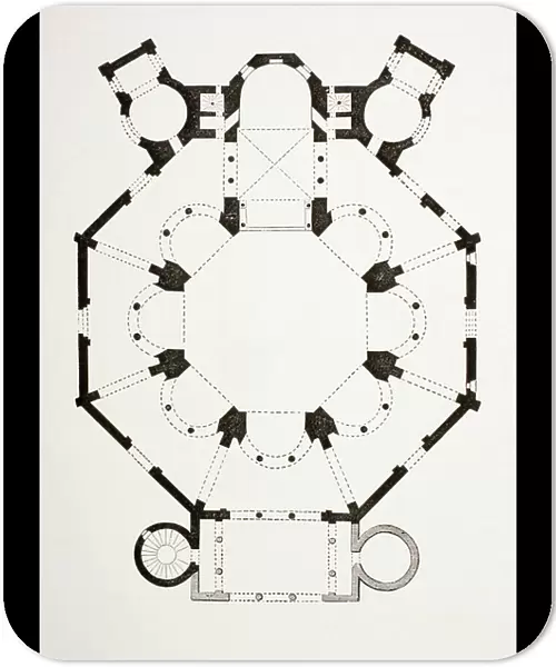 Floor Plan Of The 6Th Century Byzantine San Vitale Church In Ravenna, Italy. From Les Artes Au Moyen Age, Published Paris 1873 ©UIG / Leemage
