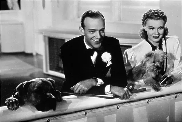 The famous American musical film stars Fred Astaire and Ginger Rogers on the set of a film