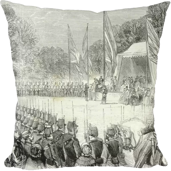 The presentation to the Highgate rifle corps of a silver bugle, 1860 (engraving)