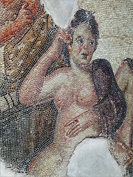 Leda, with the lacedaemonian girls, being about to take a bath in the Eurotas river (detail) (mosaic)