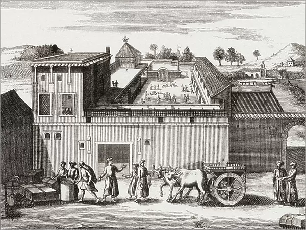 The trading post established by the British East India Company at Surat, India, c.1680, from British Merchant Adventurers, publ. 1942 (print)