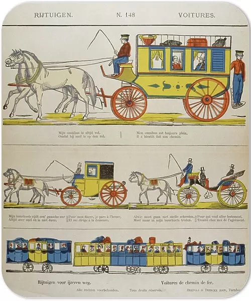 horse drawn transport and a train
