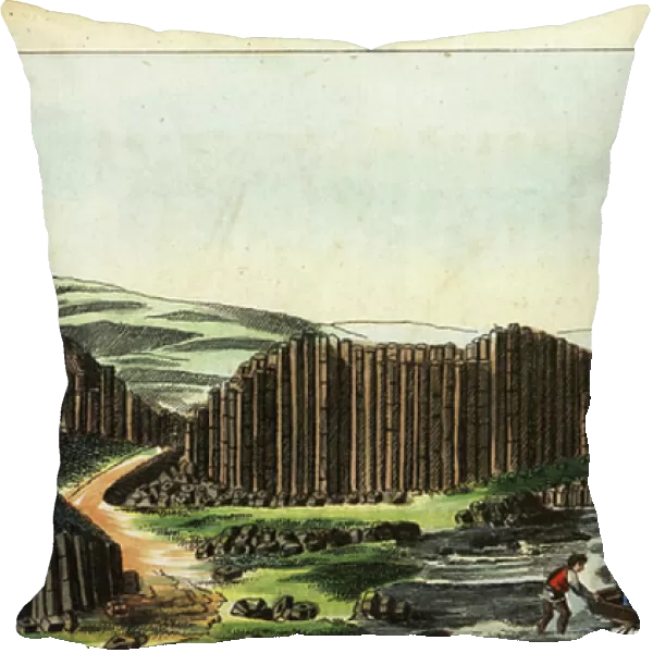 View of the basalt columns of Giant's Causeway, Antrim, Northern Ireland. Handcoloured copperplate engraving from Gottlieb Tobias Wilhelm's Unterhaltungen aus der Naturgeschichte: Des Mineralreichs, Augsburg, 1828