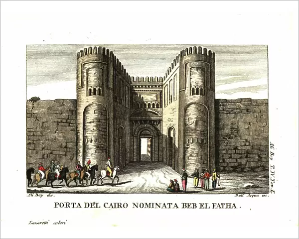 The gate of Cairo called Beb el Fath. Illustration by Ali Bey el Abbassi (Domingo Badia y Leblich, 1767-1818) from his Travels in Morocco, Tripoli, Cyprus, Egypt, Arabia, Syria and Turkey, London 1816