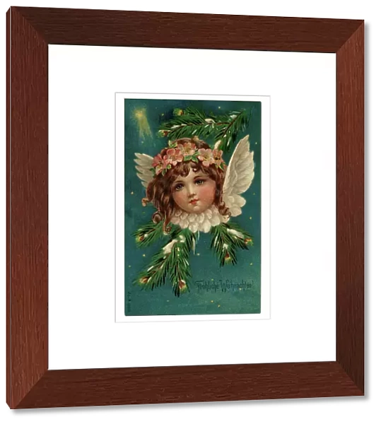 Christmas Angel. Christmas image chromolithography, early 20th century