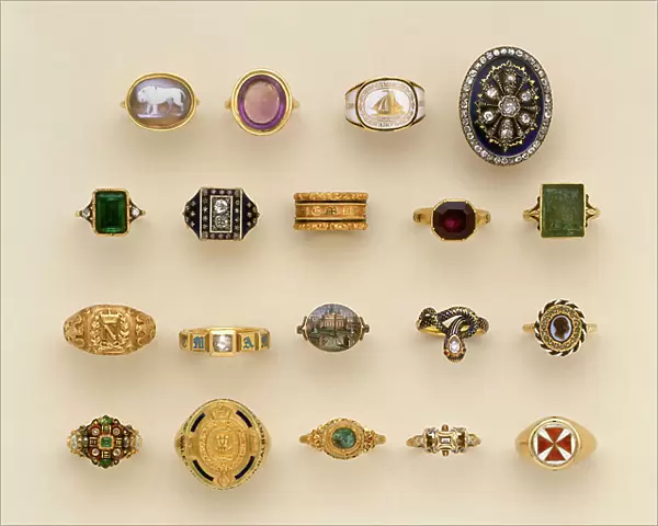 A selection of Renaissance style, Napoleonic, late Georgian and Victorian rings
