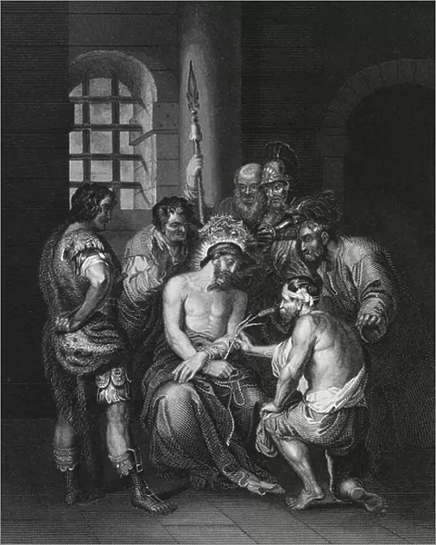Christ crowned with Thorns, Matthew, Ch 27, v29 (engraving)