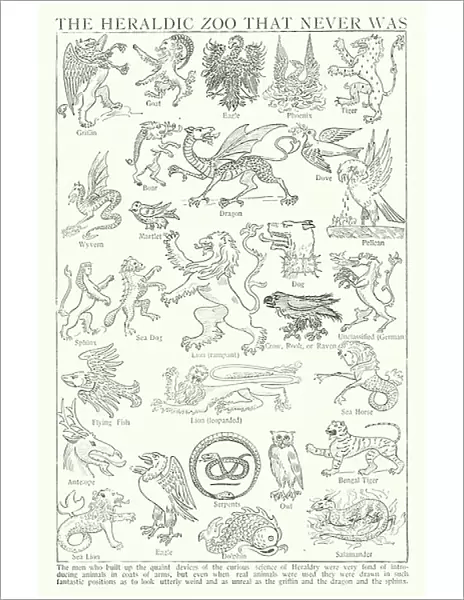Animals from heraldry (litho)