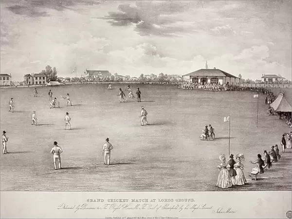 Grand Cricket Match at Lords, etching by J.Moore, 1837