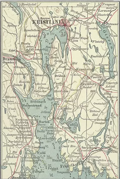 Map of Kristianiafjord, Kristiania, c.1900 (engraving)