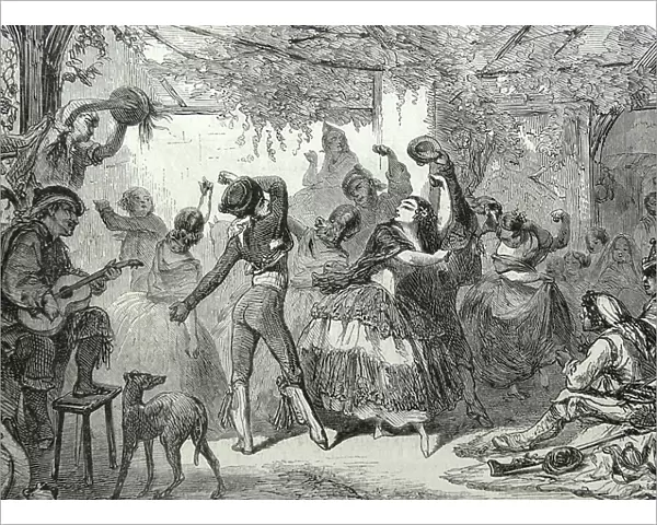Spanish traditional dancers depicted at Grenada Spain 1860