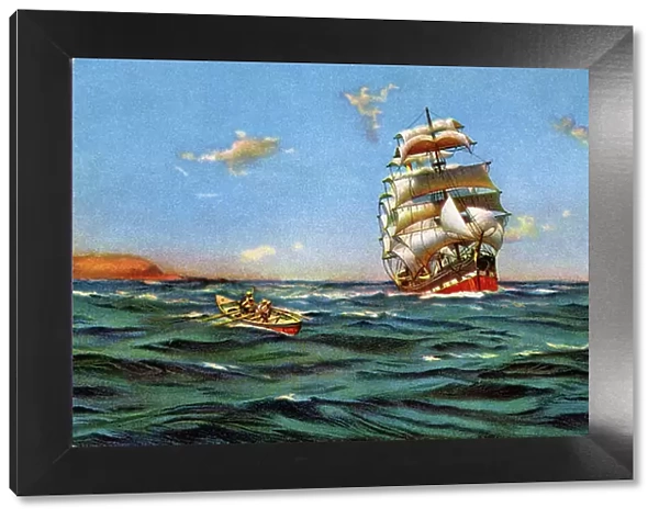 Sailing ship off the coast of Valparaiso, c.1910 (illustration)